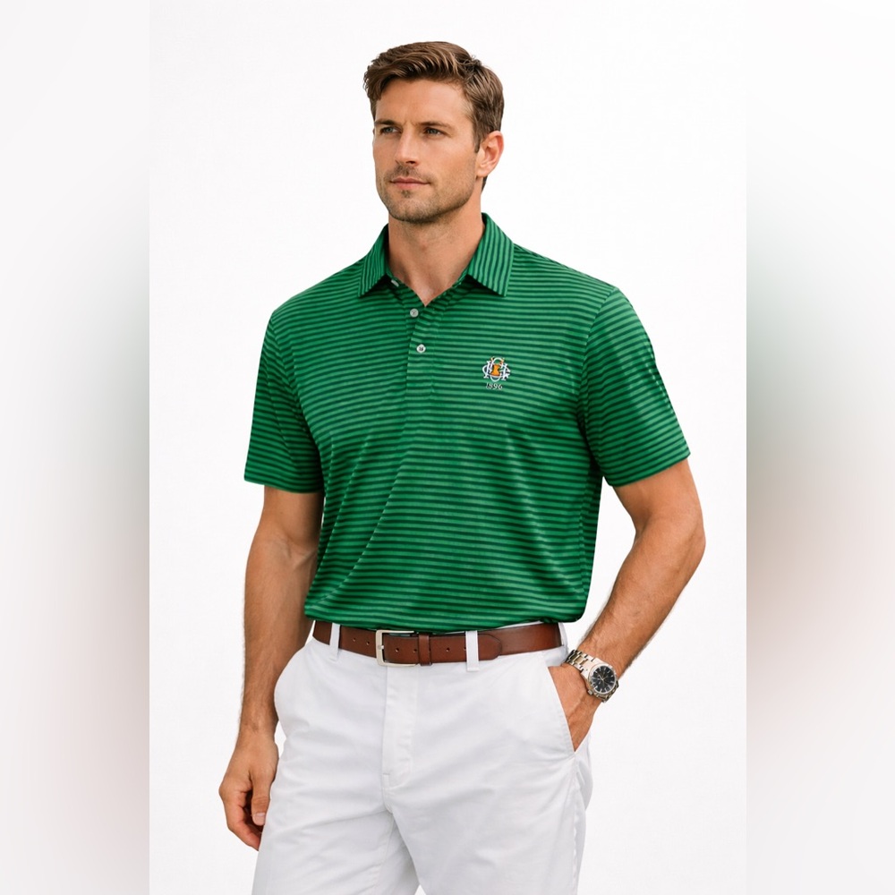 Ralph‎ Lauren RLX Green & Navy Striped Performance Polo Shirt | Men's Large